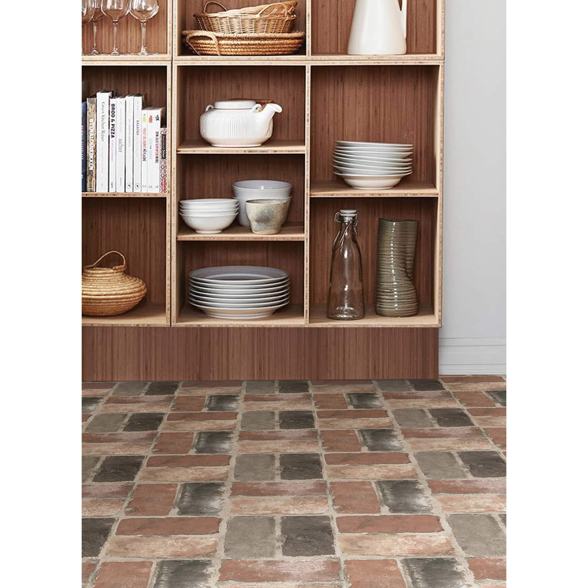 FloorPops Harvard Brick Red Peel & Stick Floor Tiles